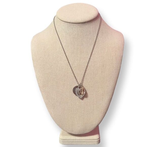 🤯5/$20🤯 Silver Heart Charm Forever Charm And Topaz Crystal Necklace - Picture 3 of 5